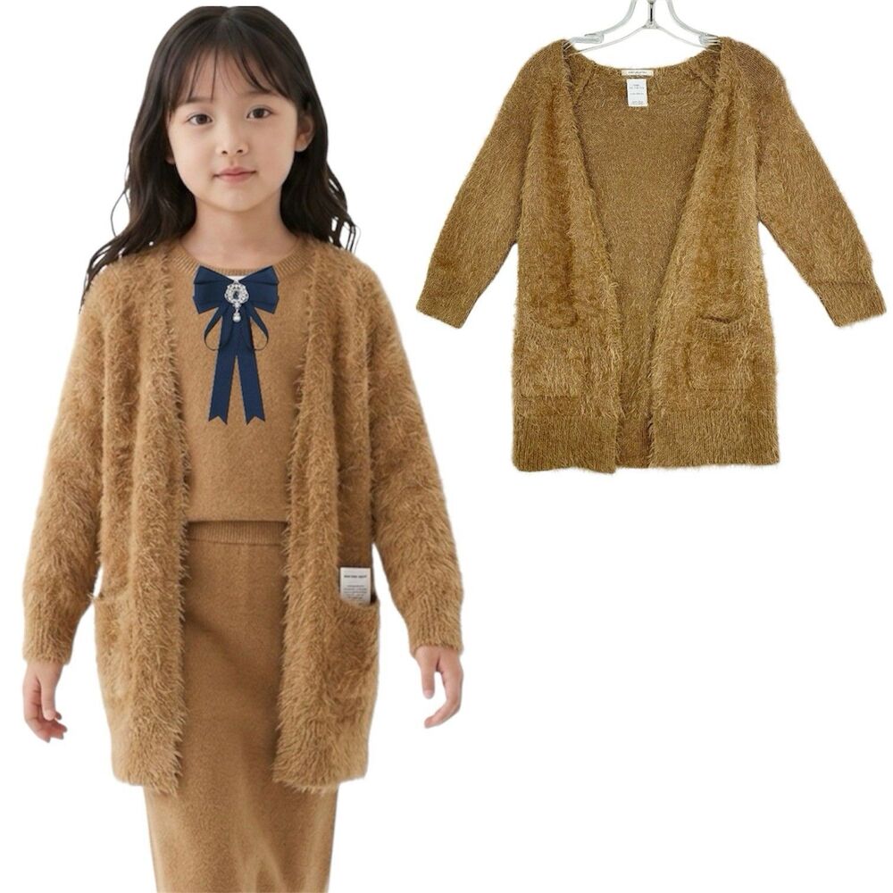 Zara Knitwear Winter Fancy Collection Open Front Cardigan Sweater Brown Size 7